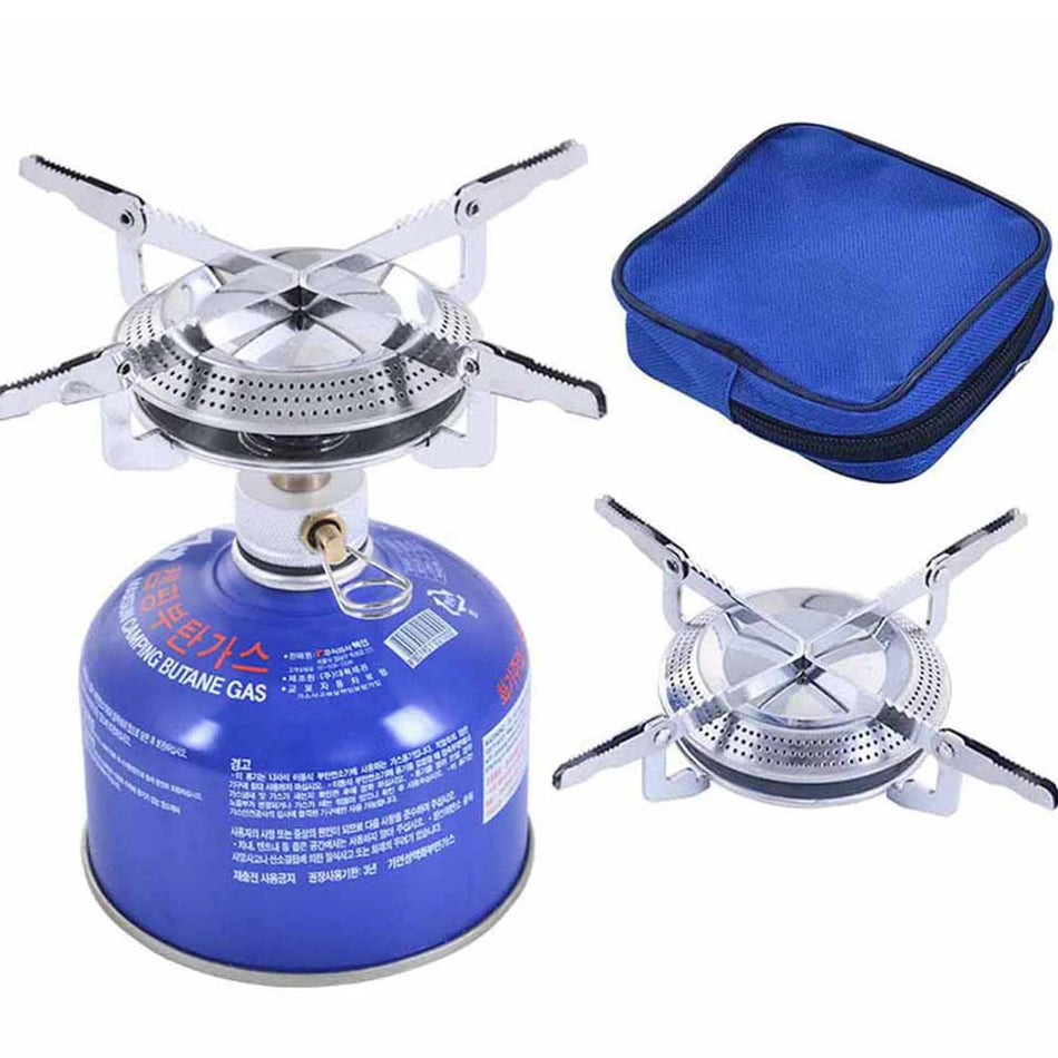 Camping Gas Stove Adjustable Mini Burner With Storage Bag