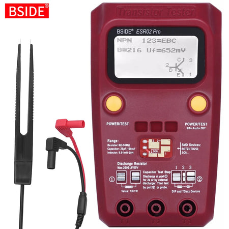 BSIDE ESR02 Pro Transistor Tester &ndash; Multi-Function Digital Component Analyzer