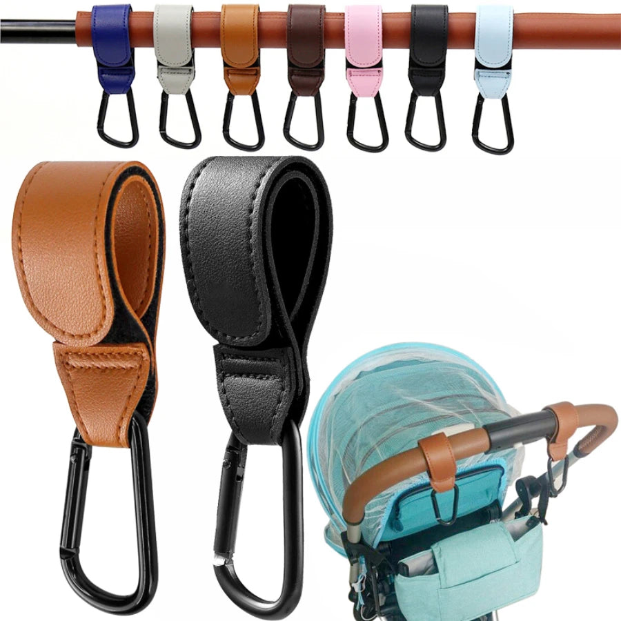 PU Leather Baby Stroller Hook - Versatile Cart Organizer