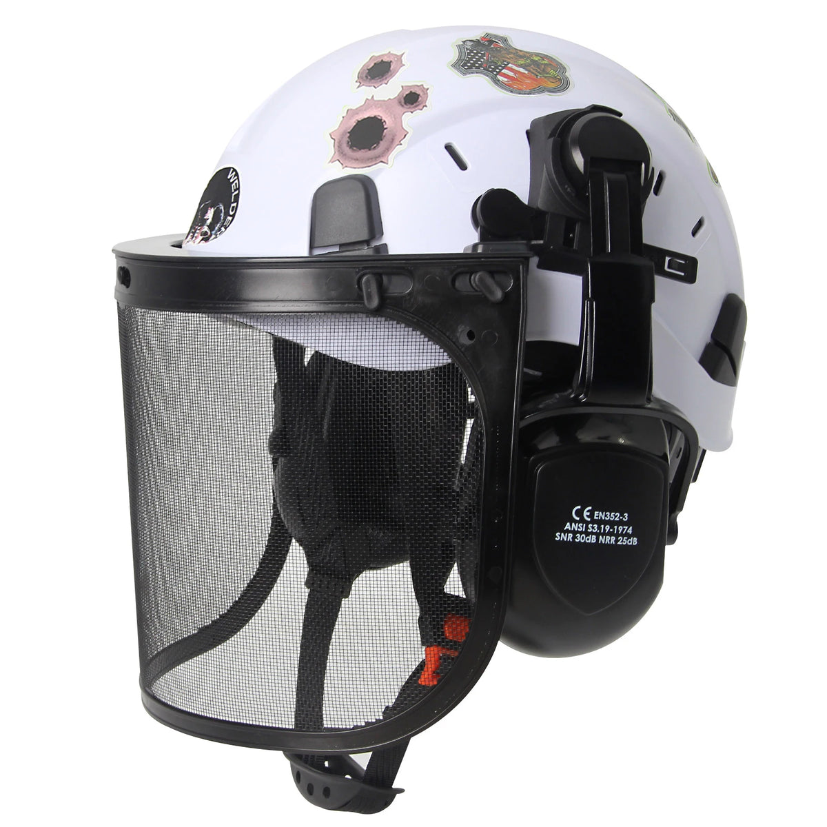 Forestry Safety Helmet SF06 &ndash; Mesh Earmuffs And Stickers White A