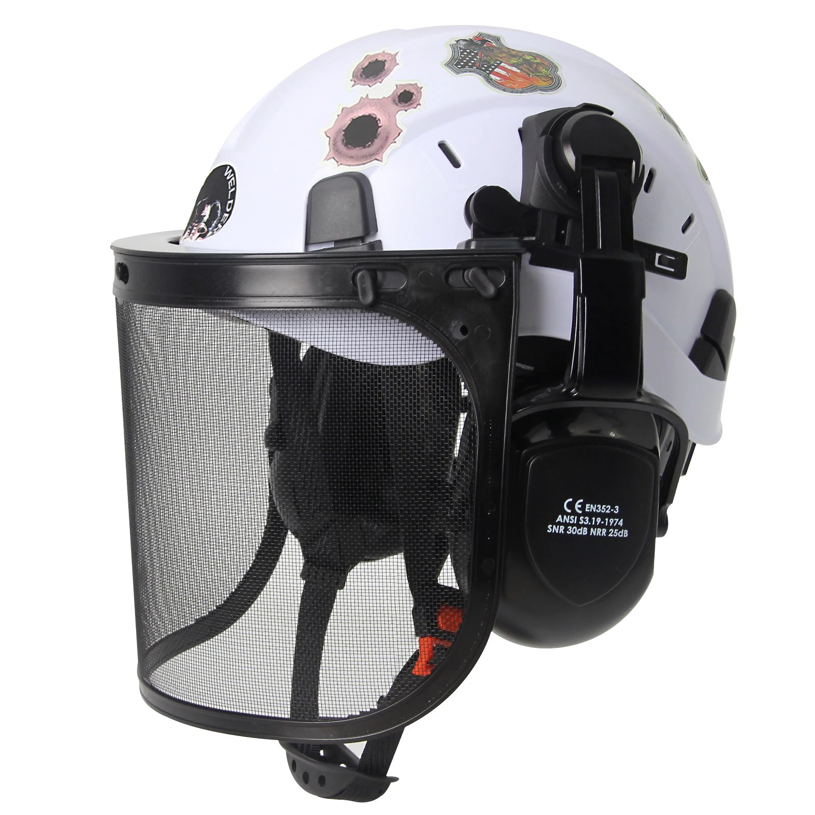 Forestry Safety Helmet SF06 &ndash; Mesh Earmuffs And Stickers White A
