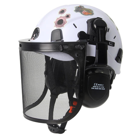 Forestry Safety Helmet SF06 &ndash; Mesh Earmuffs And Stickers White A