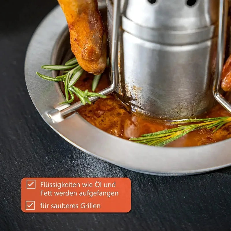 Stainless Steel Vertical Chicken Roaster with Drip Pan