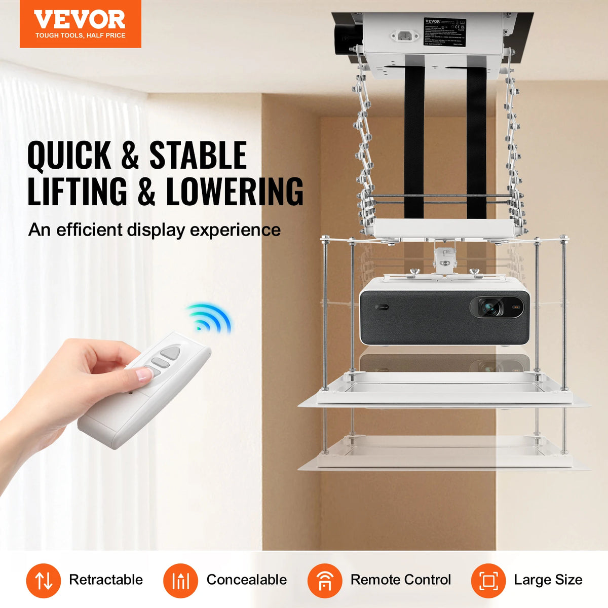 SucceBuy Motorized Projector Lift Hidden Projector Ceiling Mount w ...