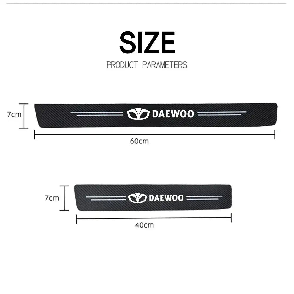 4PCS Carbon Fiber PU Leather Door Sill Protectors Daewoo