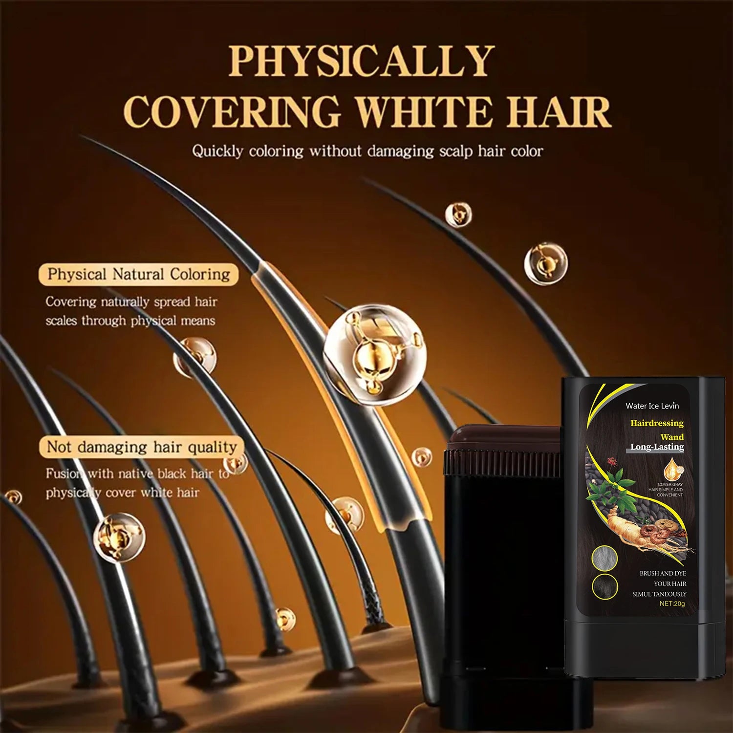 Water Ice Levin Quick Hair Dyeing Stick &ndash; Long-Lasting Portable Smear Brush Design