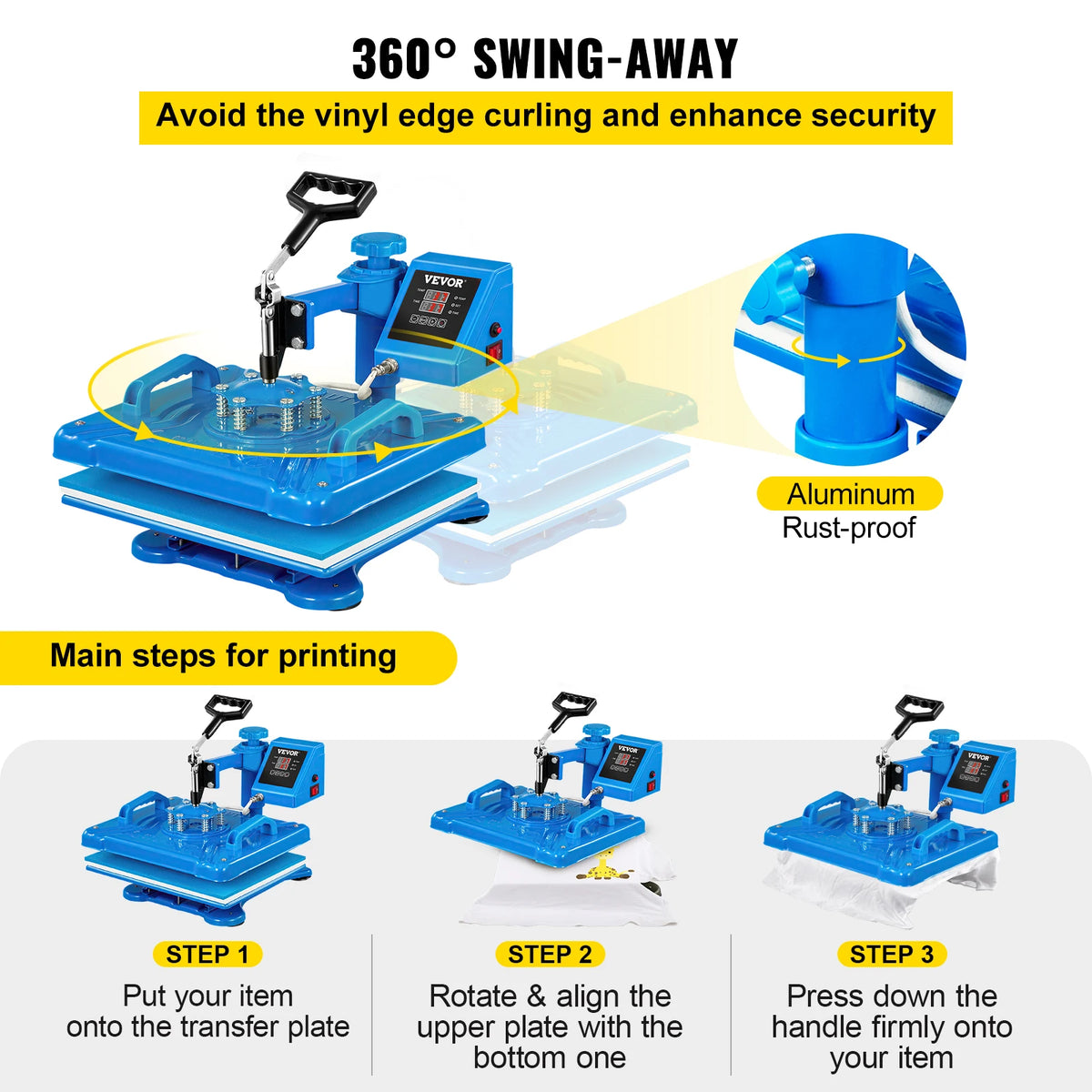 SucceBuy 12X15 Inch 5 In 1 Heat Press &ndash; Sublimation Swing