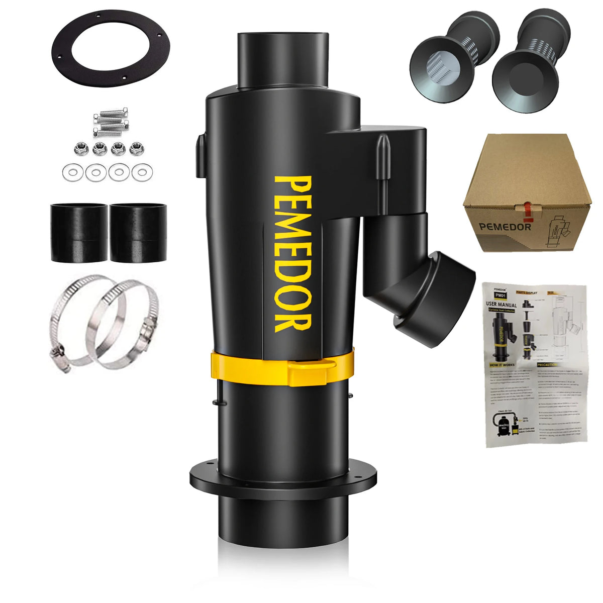 PEMEDOR 50mm Cyclone Dust Collector with Dual Filter Elements for Woodworking CHINA