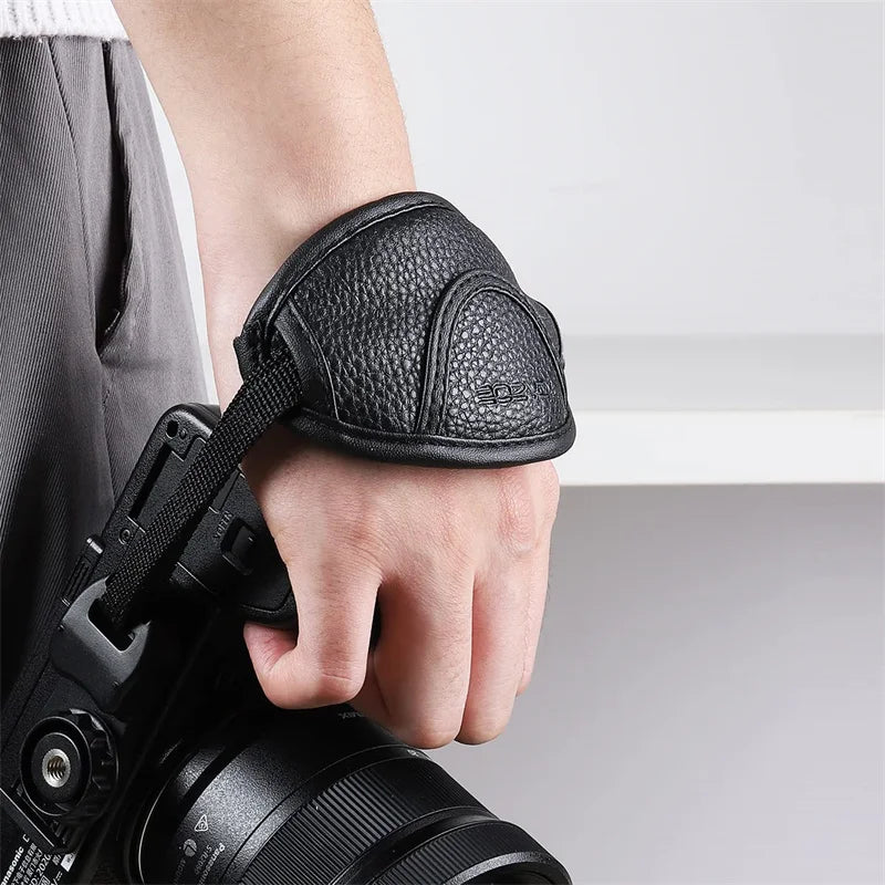 Leather Hand Grip Wrist Strap for DSLR Cameras - Compatible with Nikon, Canon, Sony, and More