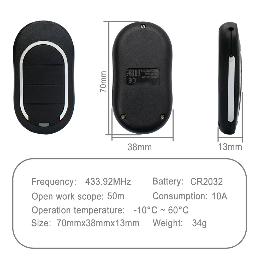 Alutech AT-4N 433.92MHz Rolling Code Garage Door Remote Control