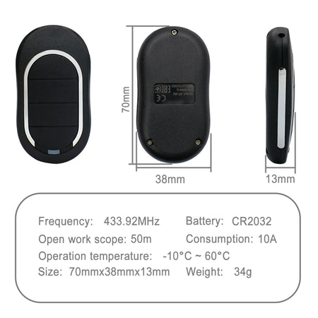 Alutech AT-4N 433.92MHz Rolling Code Garage Door Remote Control