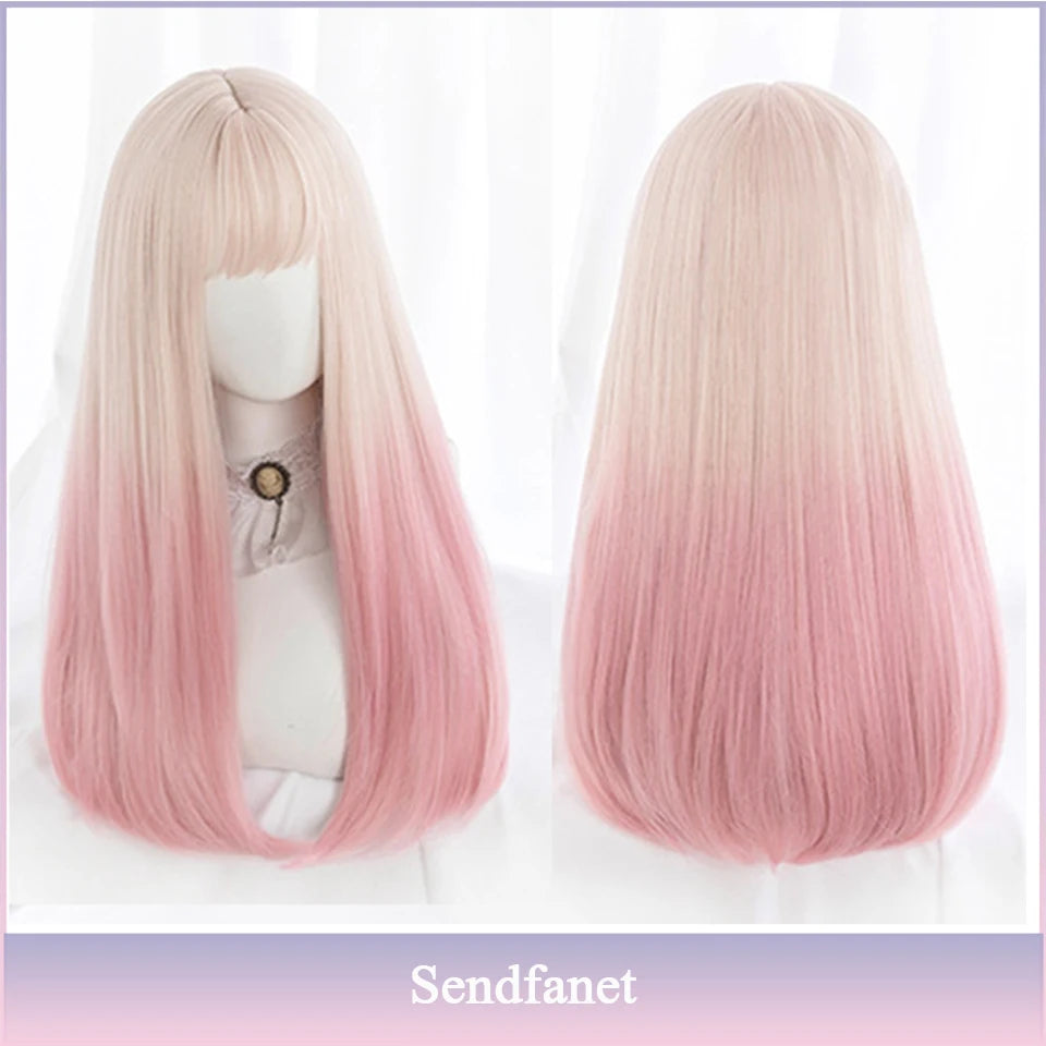 Long Straight Black Synthetic Wig with Bangs for Cosplay and Everyday Wear P4/613 / CHINA