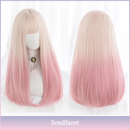 Long Straight Black Synthetic Wig with Bangs for Cosplay and Everyday Wear P4/613 / CHINA