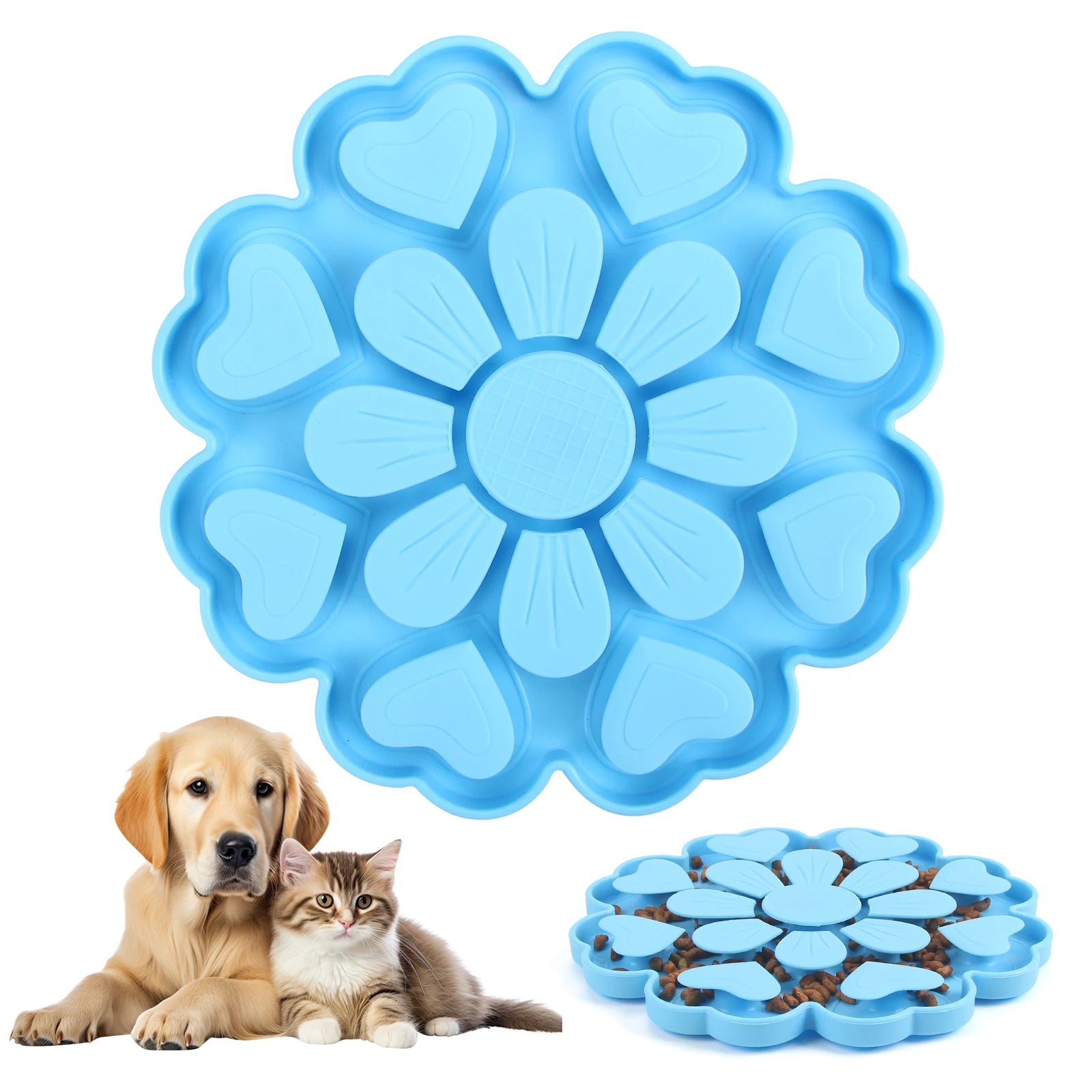 Pet Slow Feeder Bowl &ndash; Choke Proof Silicone Design A Blue