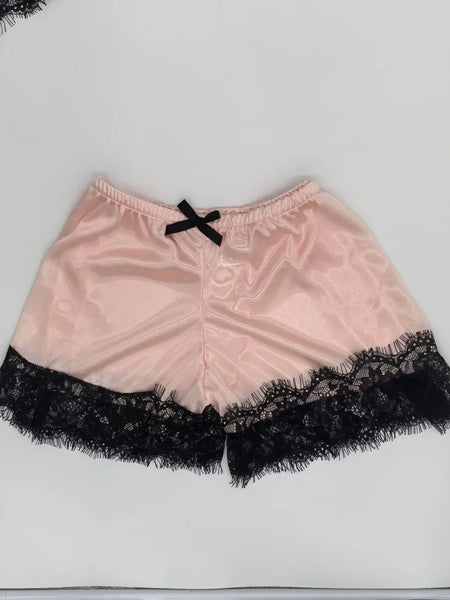 Summer Lace Silk Pajama Set Women Sleepwear - Sexy &amp; Comfortable Lingerie Cami Top with Shorts