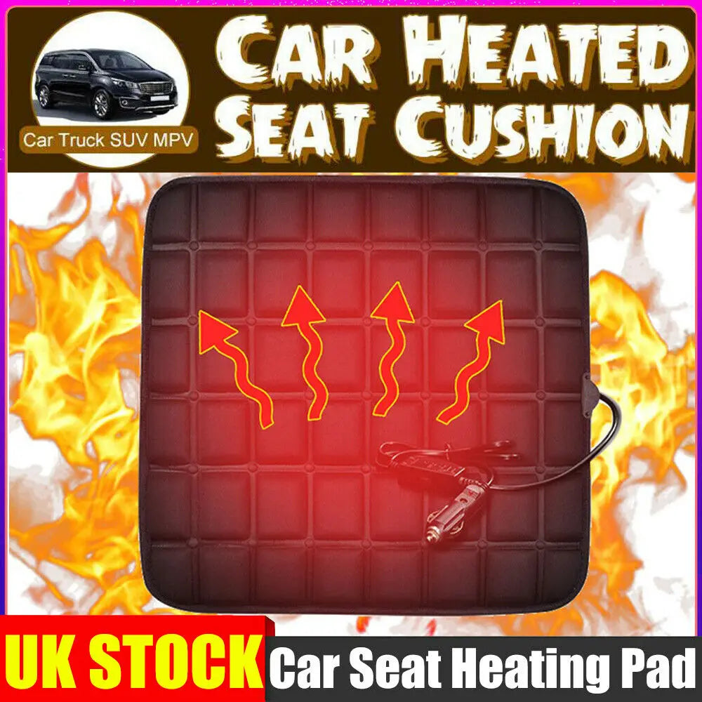 Universal 12V Heated Seat Cushion Cover for Cold Weather Comfort black 1