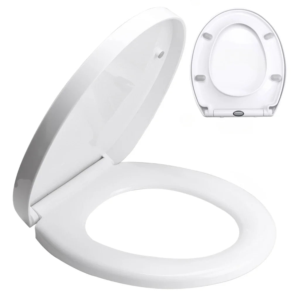 Slow Close Toilet Seat - Quiet Hinges For Smooth Closing B