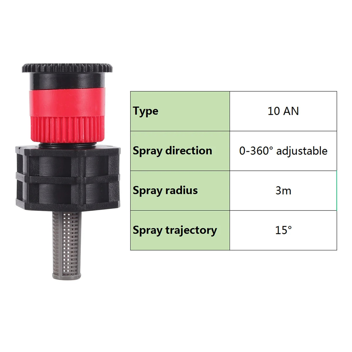 360&deg; Adjustable Popup Watering Sprinkler Nozzle for Efficient Garden Irrigation 10AN With Connector