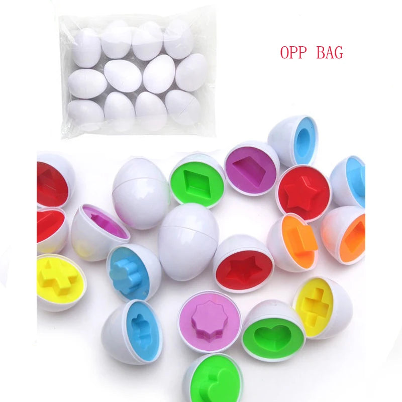 Montessori Egg Toys &ndash; Geometric Shapes Alphabet Puzzle Fun 12pcs shape (bag)