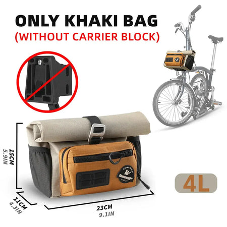 Rhinowalk Bike Front Basket Set With Free Adapter Block Bicycle Handlebar Storage Bag for Brompton Dahon Folding Bike Urban by InterCyprus Trading Ltd