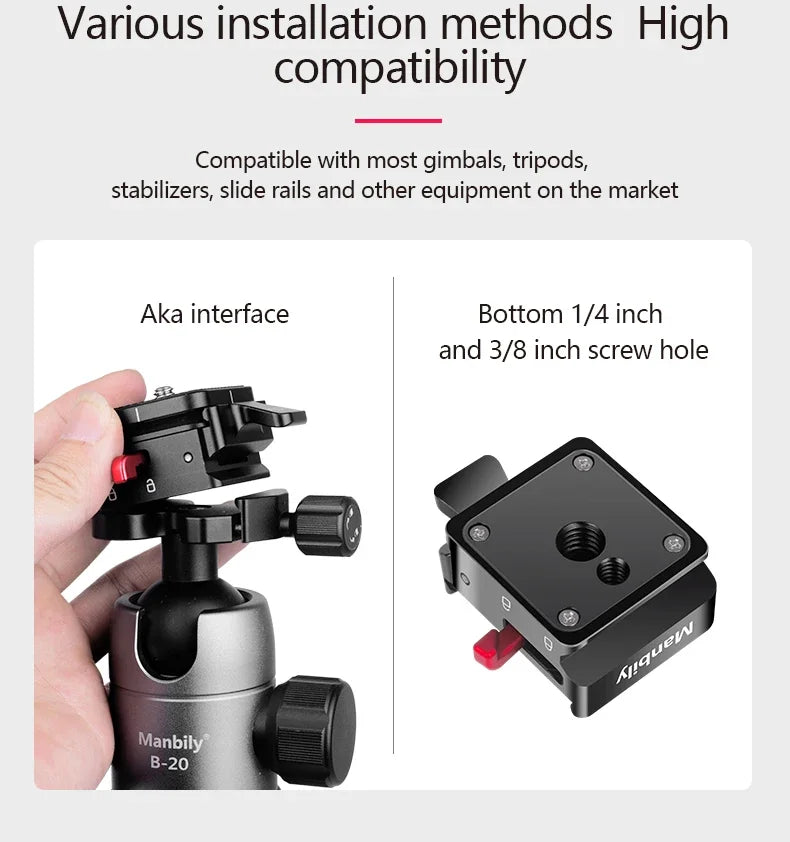Manbily Arca Swiss Quick Release Adapter for Tripod &amp; Monopod - Secure &amp; Portable