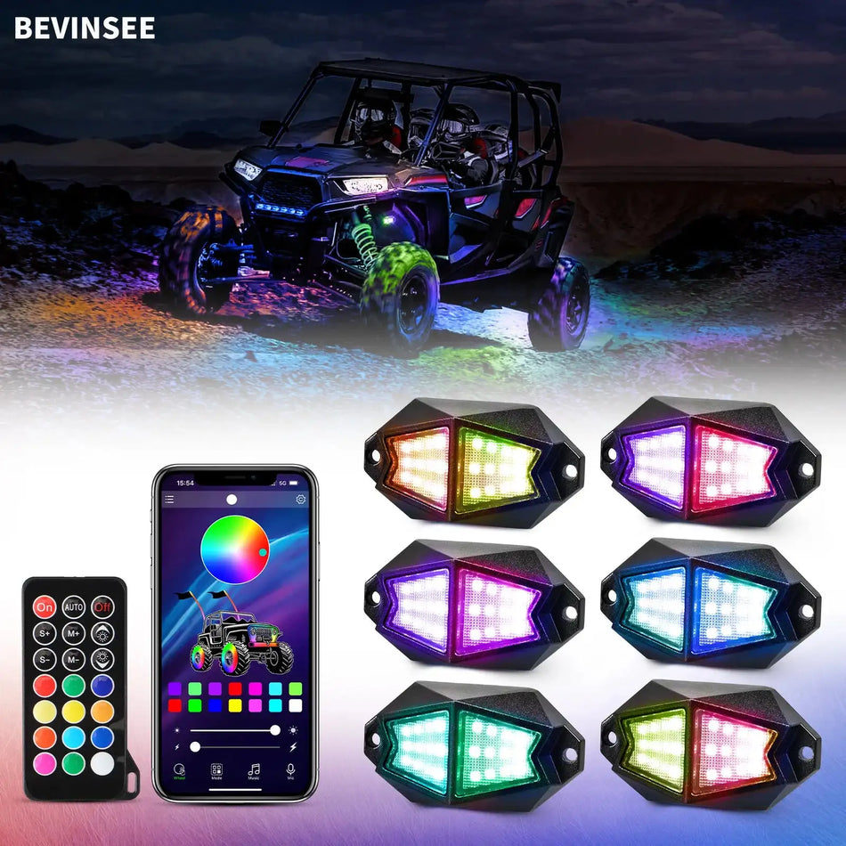 Bevinsee 6 Pod RGB LED Rock Lichten Met App En Afstandsbediening