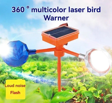 Solar-Powered 360&deg; Rotating Bird Repeller for Gardens and Orchards