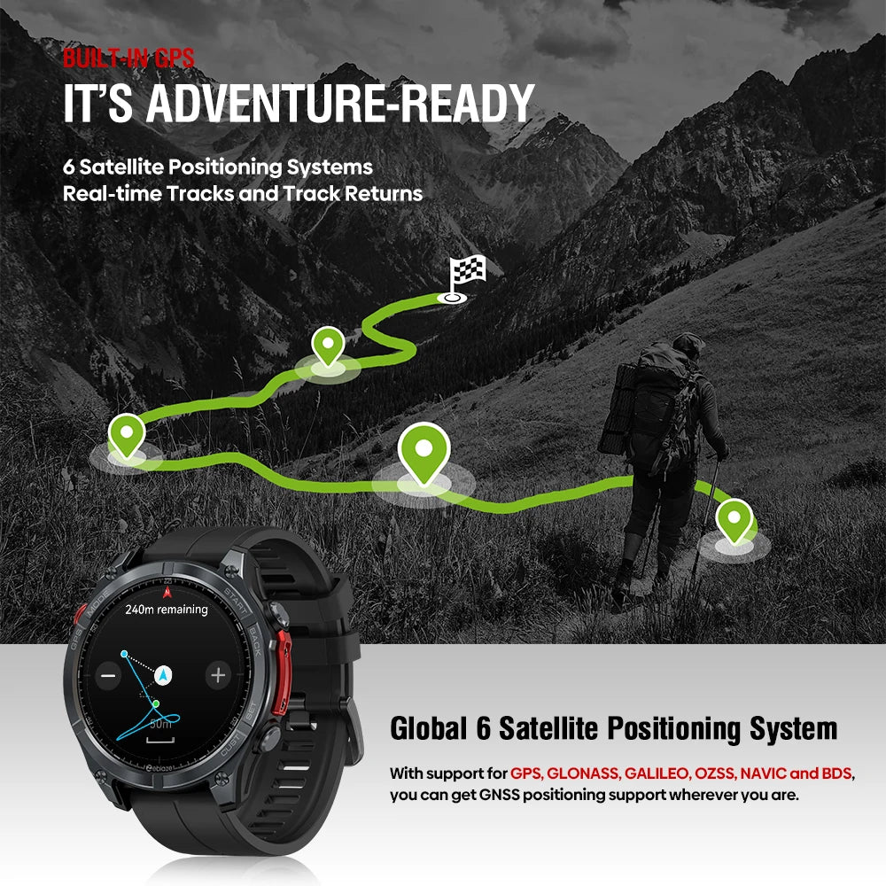 Zeblaze Stratos 4 GPS Smartwatch &ndash; 1.43 Inch AMOLED Display