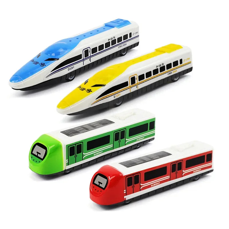 Mini Pull-Back Inertia Train Toy Set for Kids - 2 Diecast Cartoon Cars
