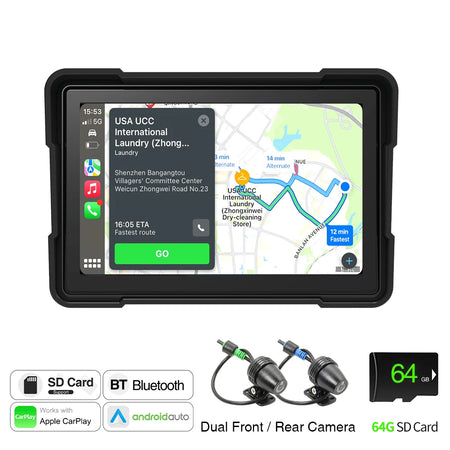 5inch Motorcycle Wireless CarPlay Monitor - Waterproof IPS M528 B 64G