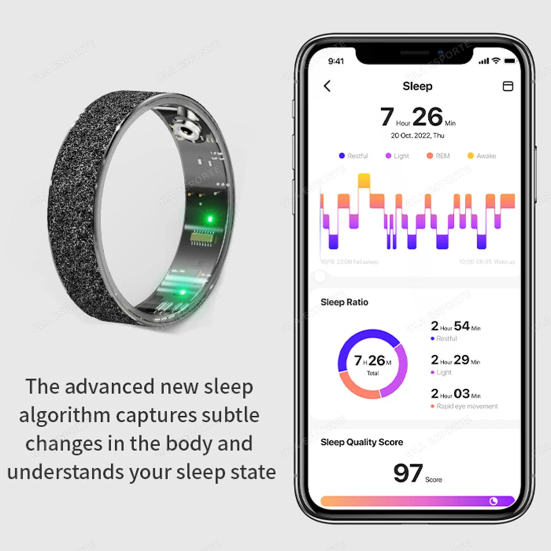 Smart Ring with Charging Case - Health &amp; Sleep Monitor, Waterproof, Multi-sport Mode