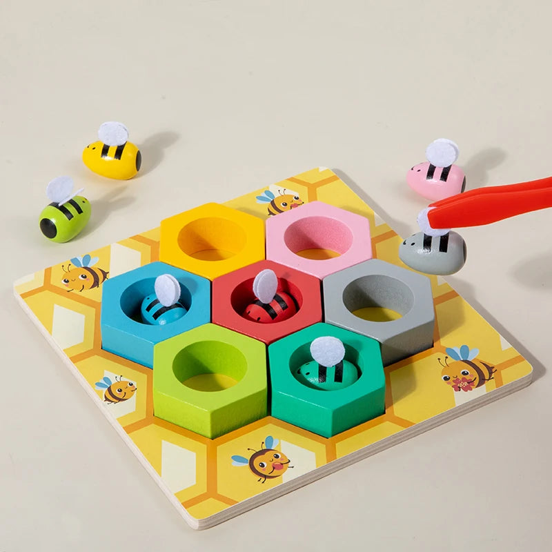Wooden Bee Game &ndash; Montessori Fine Motor Skills Toy Pro