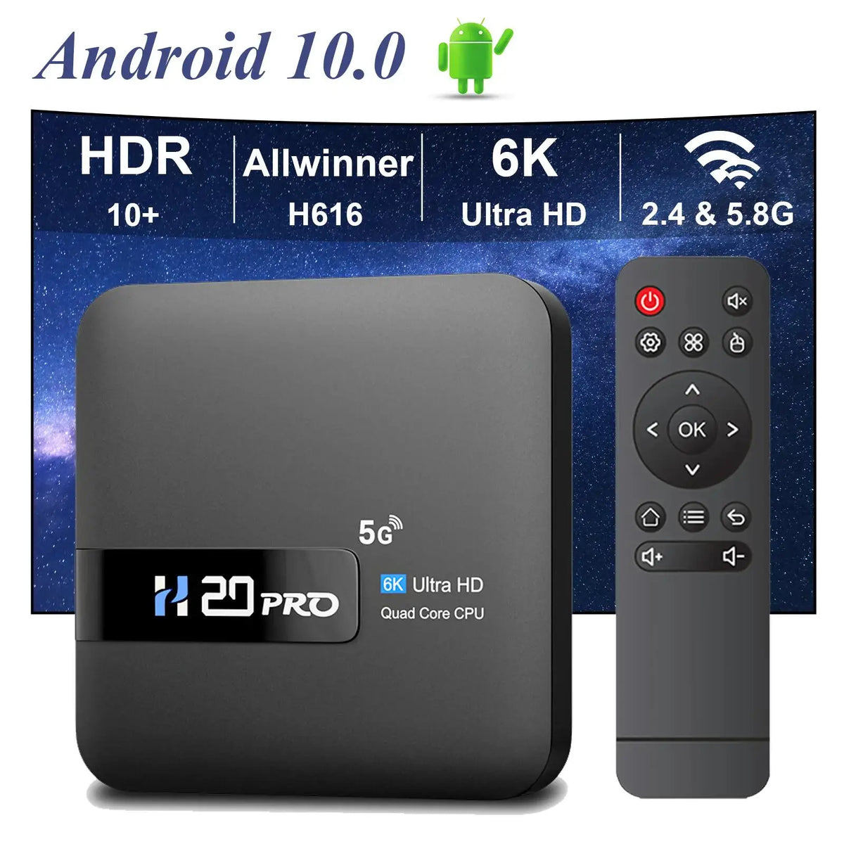HONGTOP H20PRO &ndash; WiFi6 Android 10 6K 4K Media Player