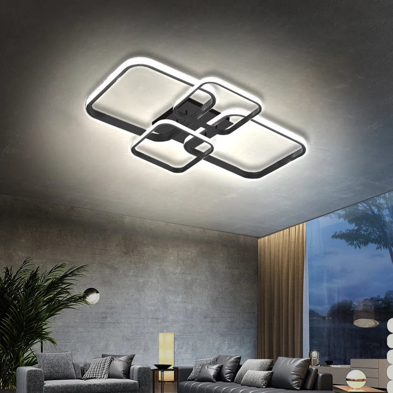 Modern LED Ceiling Lights Square 4 Heads &ndash; Sleek Black White