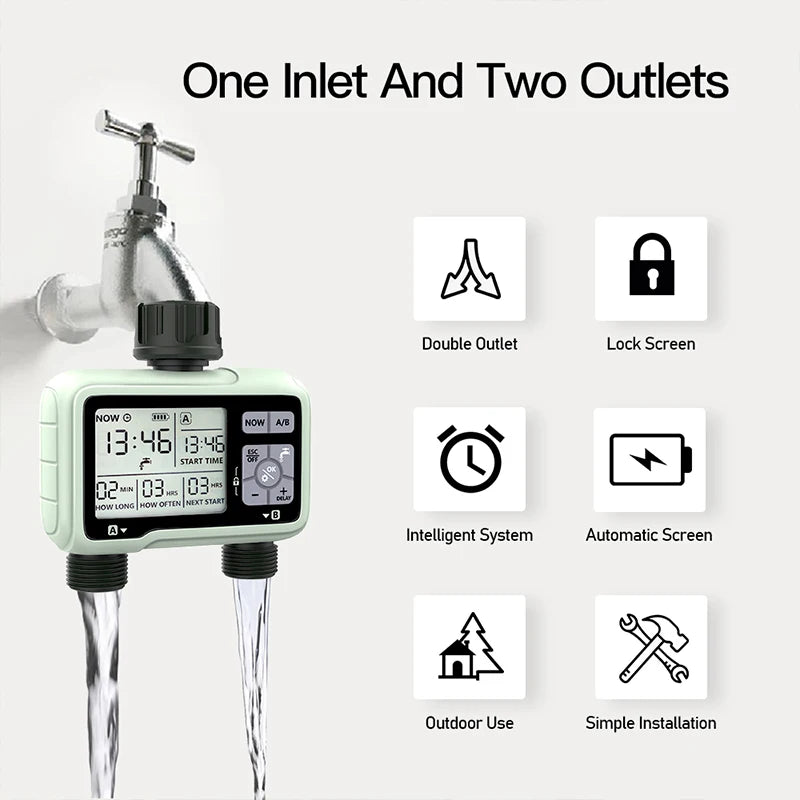 Super Timing System 2-Outlet Automatic Water Timer for Precise Outdoor Irrigation