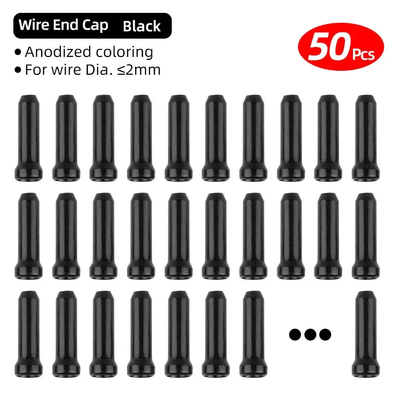 Deemount Alloy Caps &ndash; Lightweight and Durable Bicycle Cable End Solution Black 50pcs / CHINA