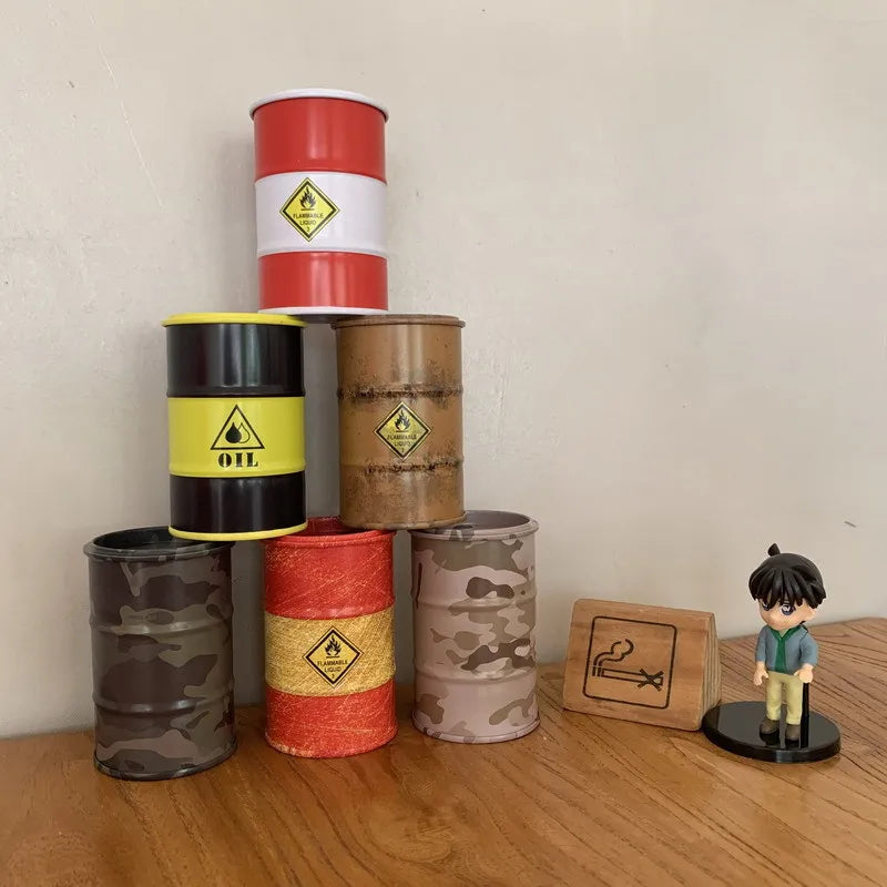 Iron Mini Oil Drum Model &ndash; Unique Desktop Decoration for War Games