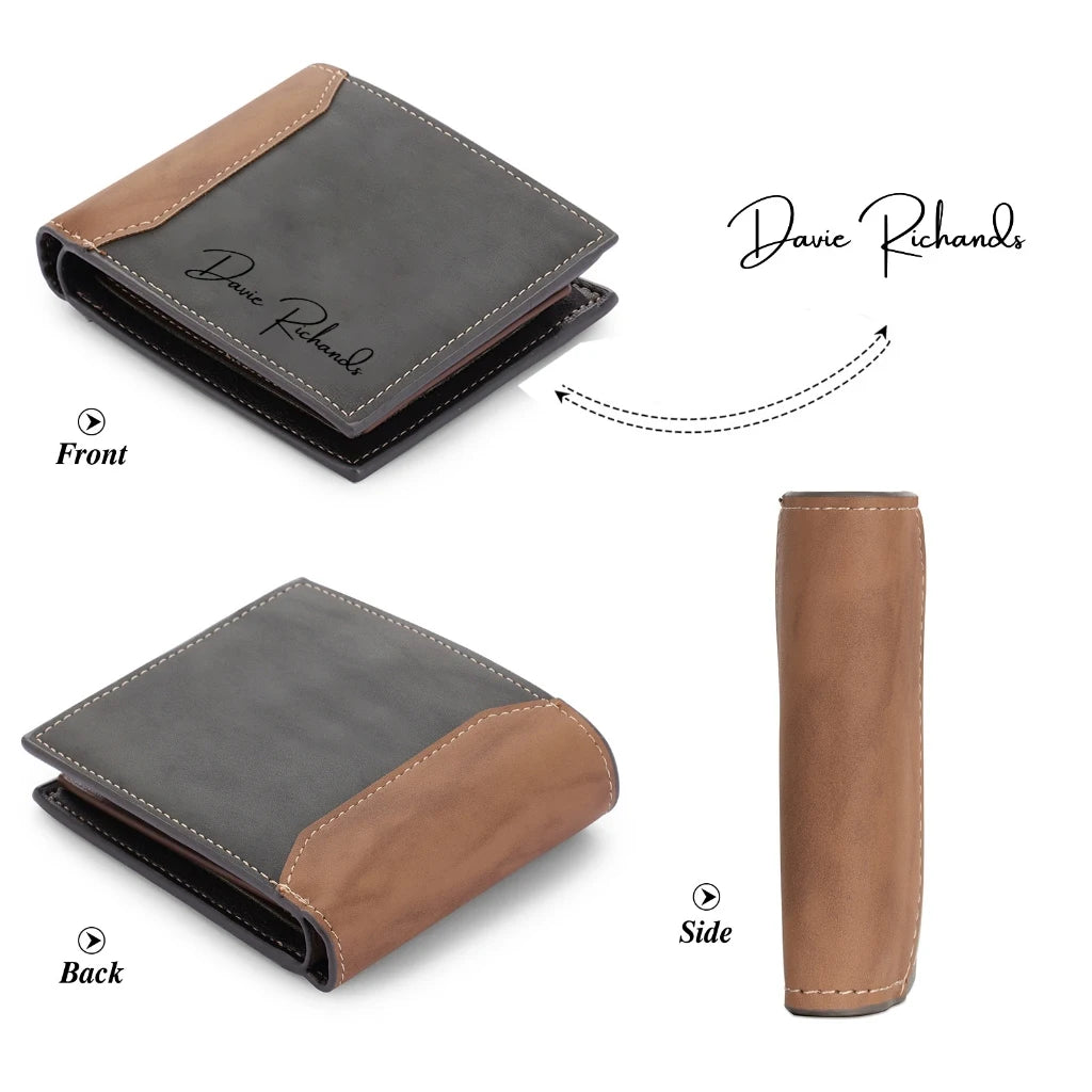 Custom Name Bifold Wallet for Men &ndash; Perfect Gift for Father's Day, Anniversary, or Birthday Lower Right Name