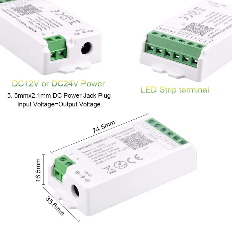 Tuya WiFi LED Controller Alexa Google Home Voice Control RGB RGBW CCT LED Strip Smart Controller APP BT RF Remote 2.4G DC12V-24V