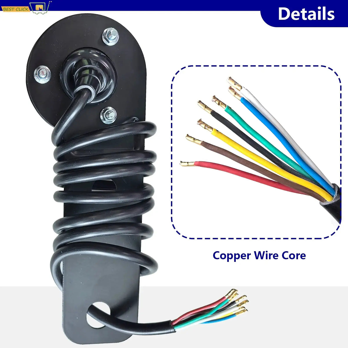 5M 12N 7Pin Pre-Wired Trailer Socket Wiring Extension Cable For Car Caravan Light Electrics Mounting Plate by InterCyprus Trading Ltd