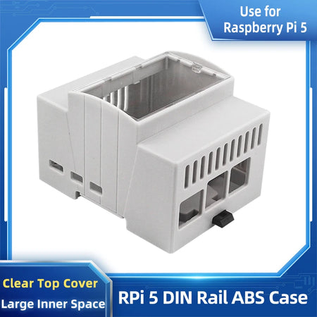 Raspberry Pi 5 DIN Rail Case &ndash; Large Inner Space with Clear Top Window