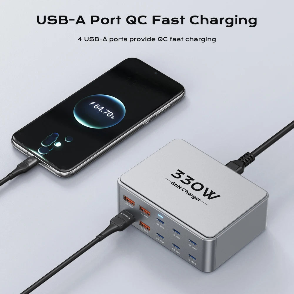 330W Multi Port GaN Charger &ndash; Fast Charging For Laptops And Smartphones