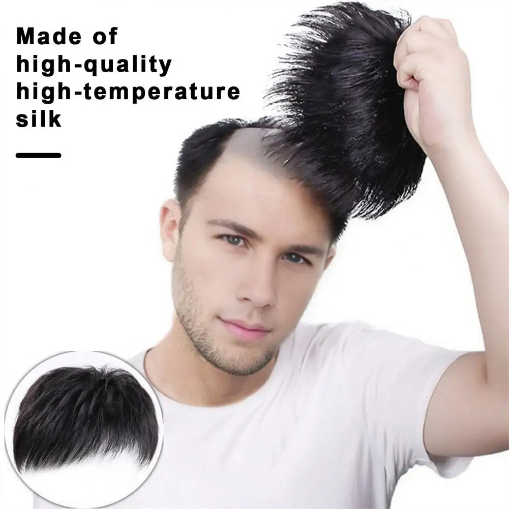 Men's Short Straight Hairpiece with Bangs for Gray Hair Coverage
