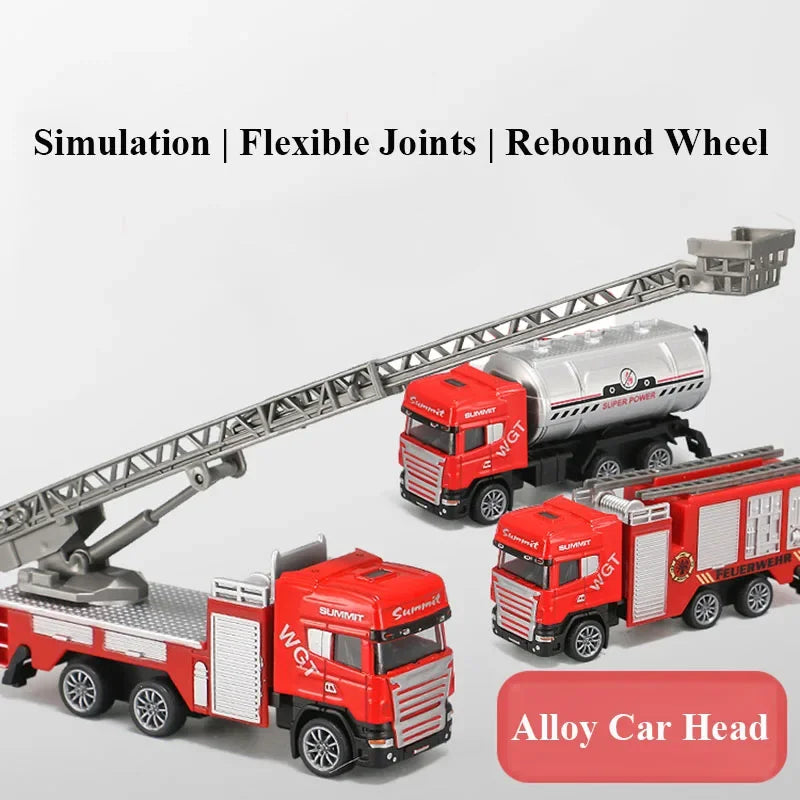 Alloy Fire Truck 1/64 Diecast Ladder Truck &ndash; Realistic Look