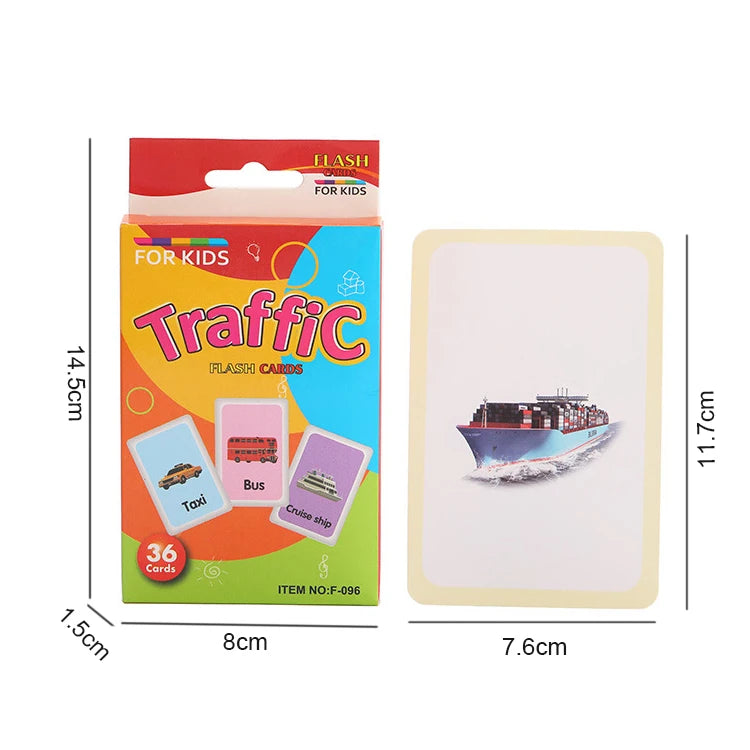 English Flashcards for Toddlers - 36 Educational Cards for Animal, Fruit, Shape, and Color Recognition