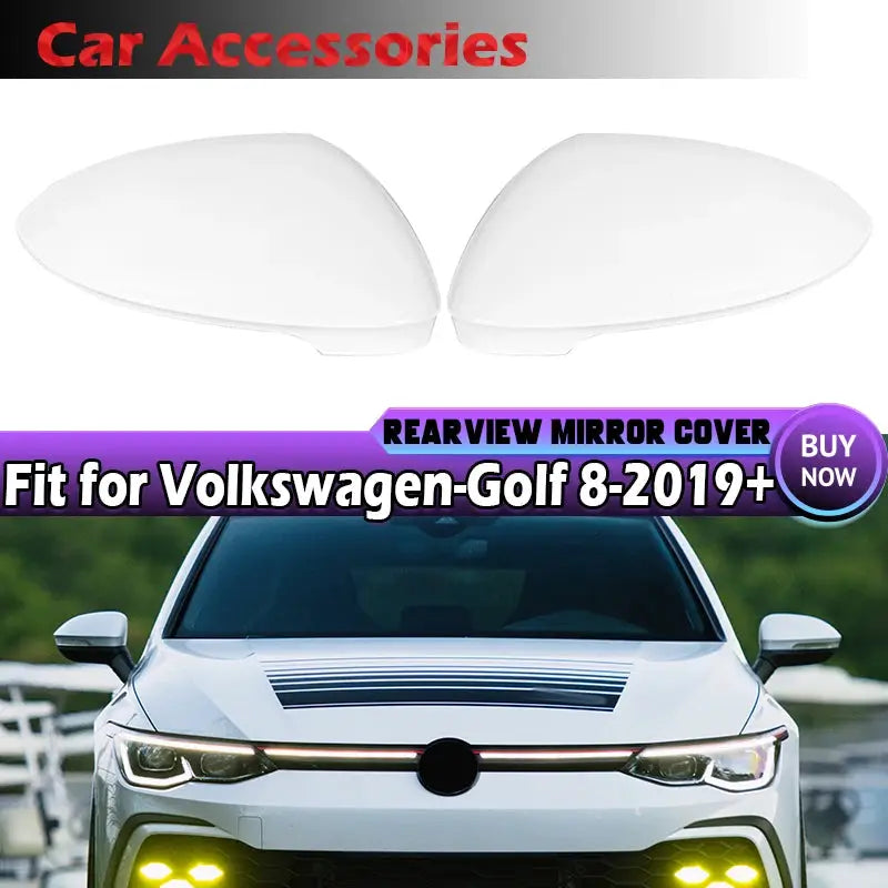 Side Mirror Housing Cover White ABS for VW Golf MK8 by InterCyprus Trading Ltd