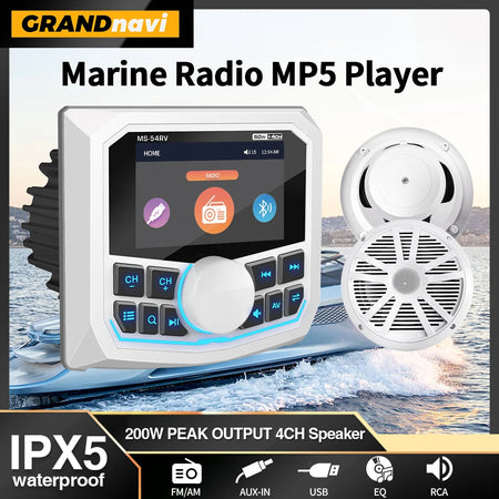 Grandnavi MS-54RV MP5 Stereo - IPX5 Waterproof Bluetooth