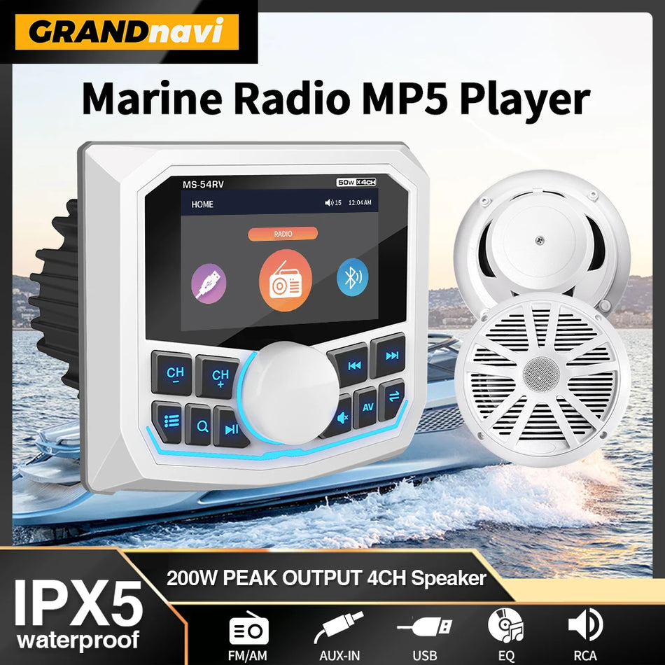 Grandnavi MS-54RV MP5 Stereo - IPX5 Waterproof Bluetooth