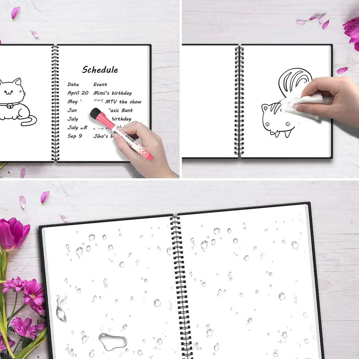 A6 Reusable Erasable Whiteboard Notebook For Meetings