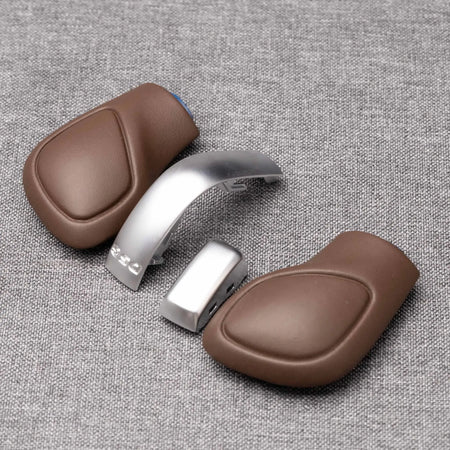 Original leather Chrome Matt With Leather Shift Knob Gear Side Cover DSG For VW Golf 6 7 R GTI Passat B7 B8 CC R20 by InterCyprus Trading Ltd